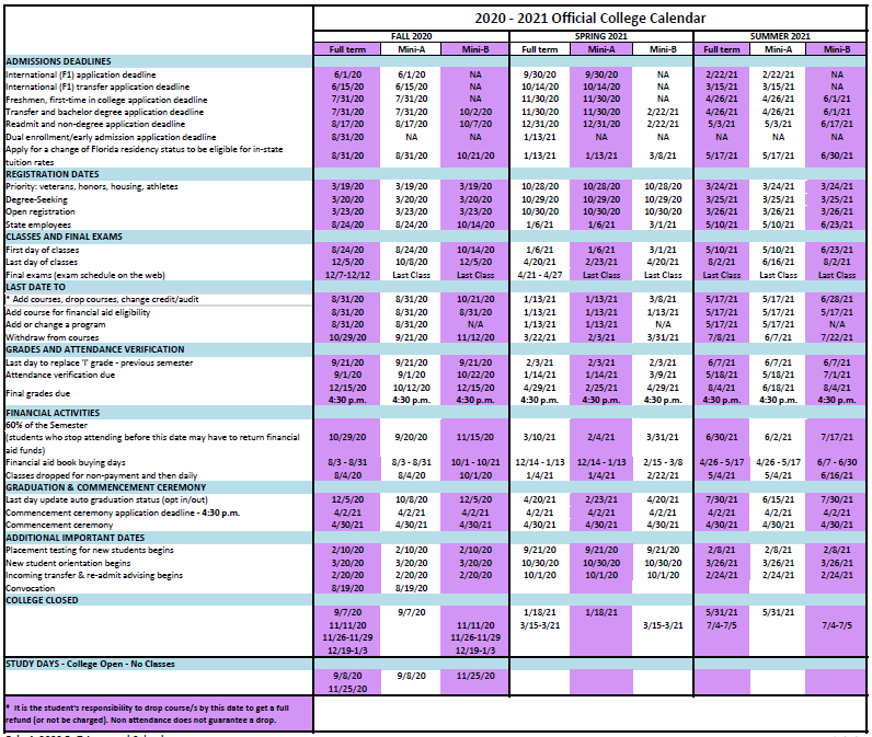Official College Calendar - Florida SouthWestern State College - Acalog  ACMS™